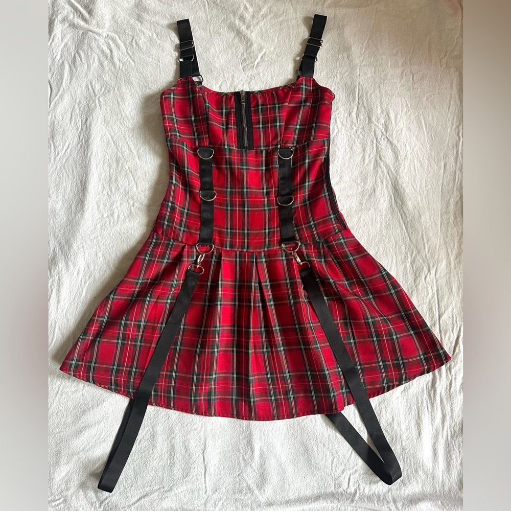 Red Plaid Punk Suspender Dress